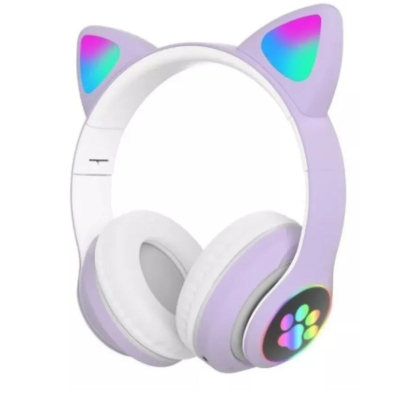 Fone Bluetooth Gatinho com LED – Sem Fio, Dobrável e Estiloso Gato para Meninas